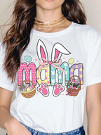 "Mama Bunny" Easter T-Shirt | Cute Bunny Ears & Basket Mom Shirt