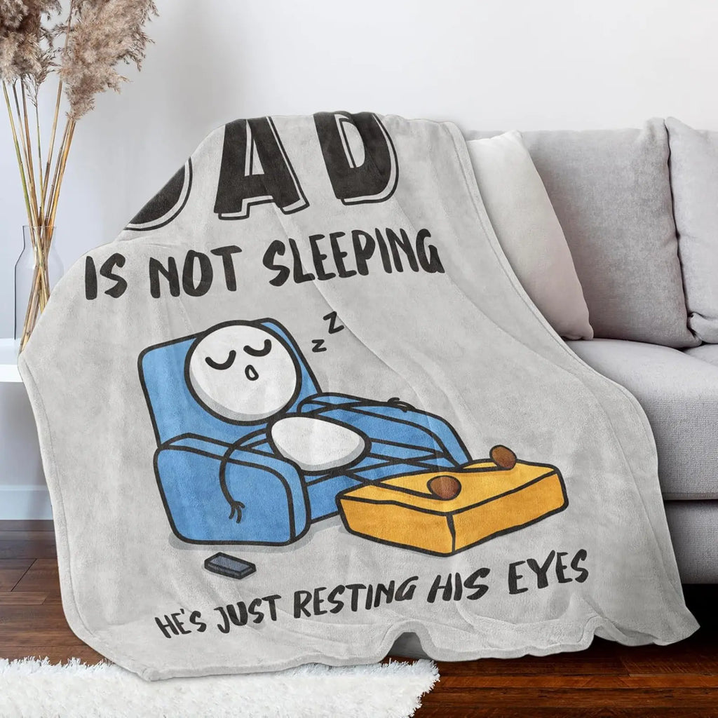 'Dad Is Not Sleeping' Funny Flannel Throw Blanket - Soft Father's Day & Birthday Gift for Dad/Husband
