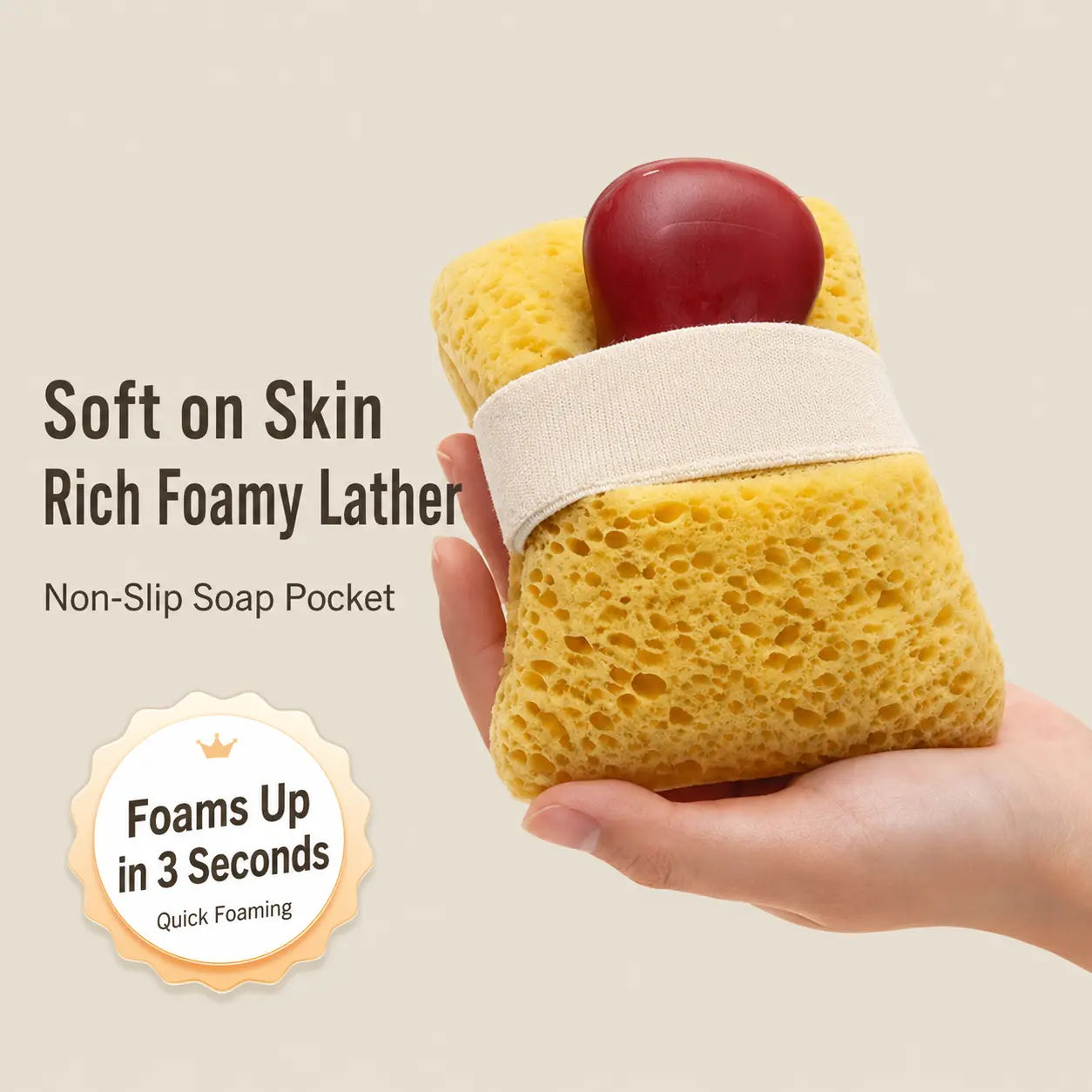 2-Pack Soft Bath Sponge with Soap Pocket – Quick-Foaming Body Scrub Sponge