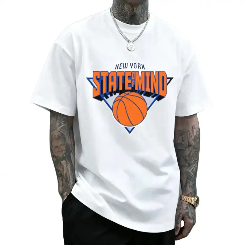 New York State of Mind Basketball Graphic T-Shirt – Unisex Cotton Crewneck Streetwear Tee