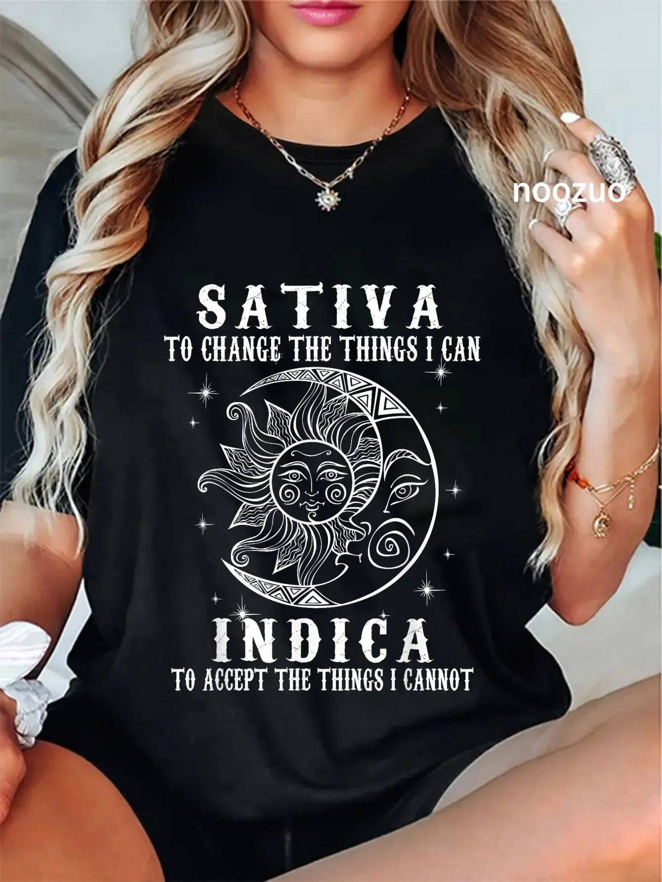 Unisex Sativa To Change The Things I Can Indica Cannabis Weed T-Shirt Casual Top