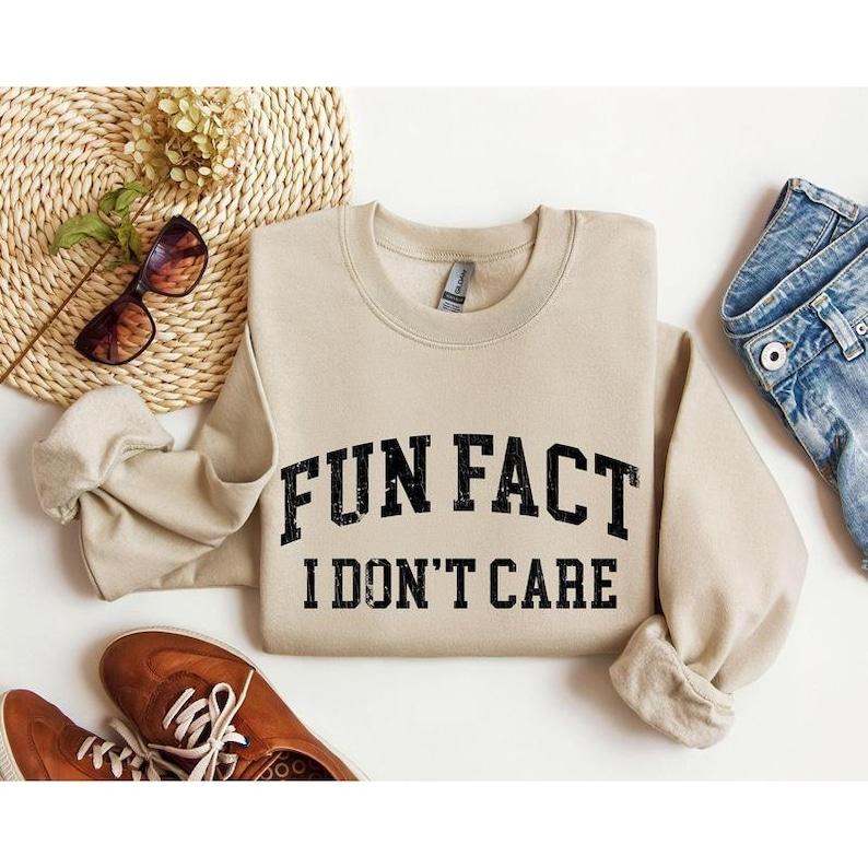 Fun Fact I Don't Care Sarcasm Sweatshirt, Sarcastic Sweater, Sassy Funny Shirt