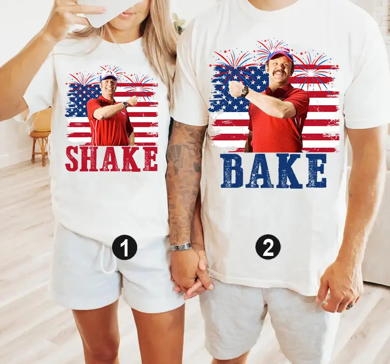 Shake and Bake 4th of July Patriotic T-Shirt – Funny Couples Independence Day Tee