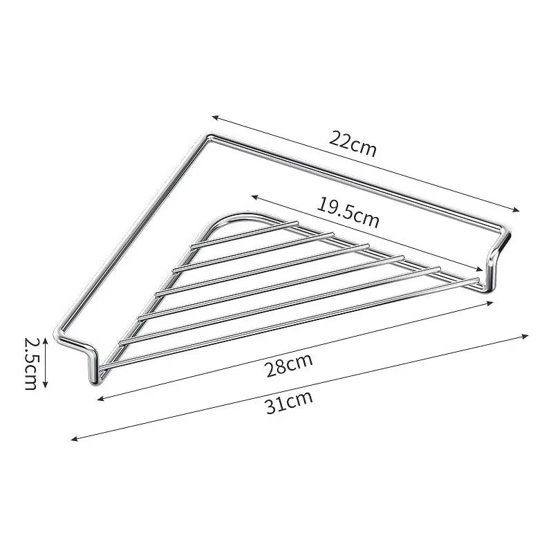 Stainless Steel Triangular Corner Sink Organizer – Open Wire Drainage Rack with Raised Edges