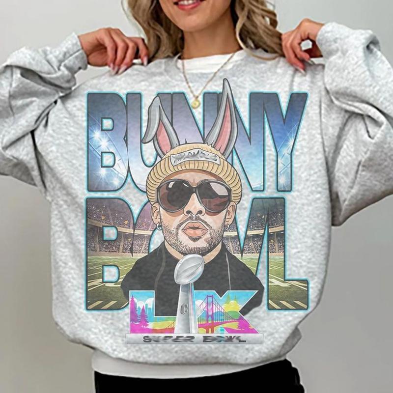 Ash Gray Football Bunny Sweatshirt Cotton/ Polyester Sublimated Image 063