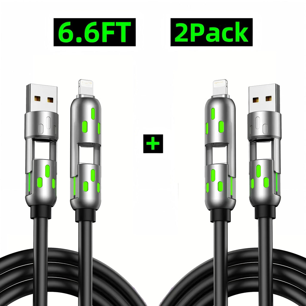 EXAVON 4-in-1 USB-C Cable (6.6FT) – PD Fast Charge & Data Sync Multi-Port Adapter
