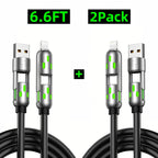 EXAVON 4-in-1 USB-C Cable (6.6FT) – PD Fast Charge & Data Sync Multi-Port Adapter
