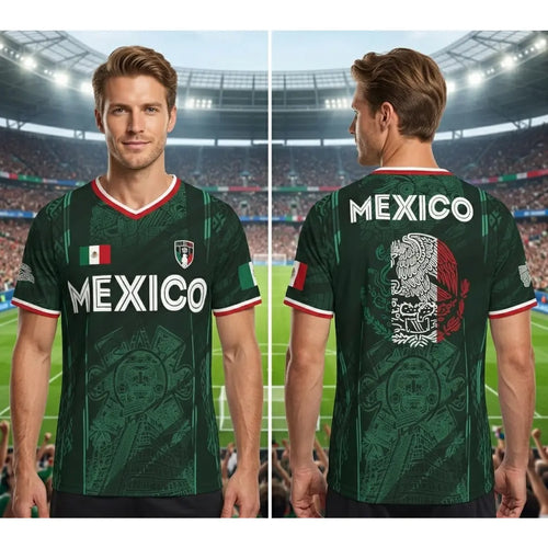 2026 Mexico Chichén Itzá Pyramid All-Over Print Retro Soccer Jersey