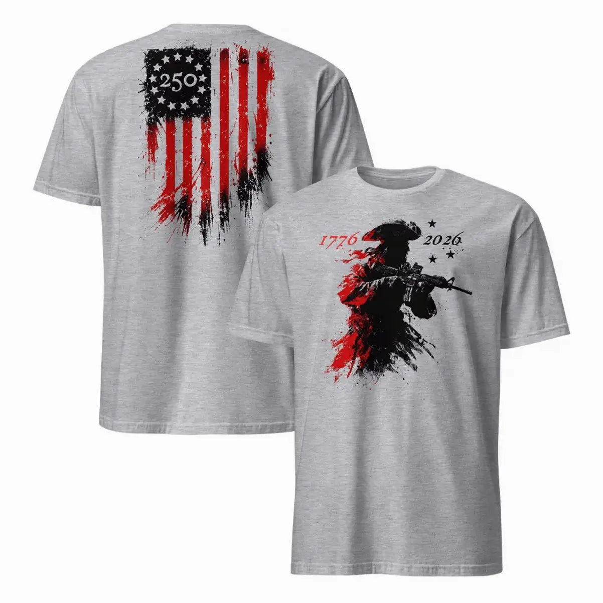 Men's America 250th Anniversary T-Shirt – 1776-2026 Patriotic Revolutionary Soldier Cotton Blend Top