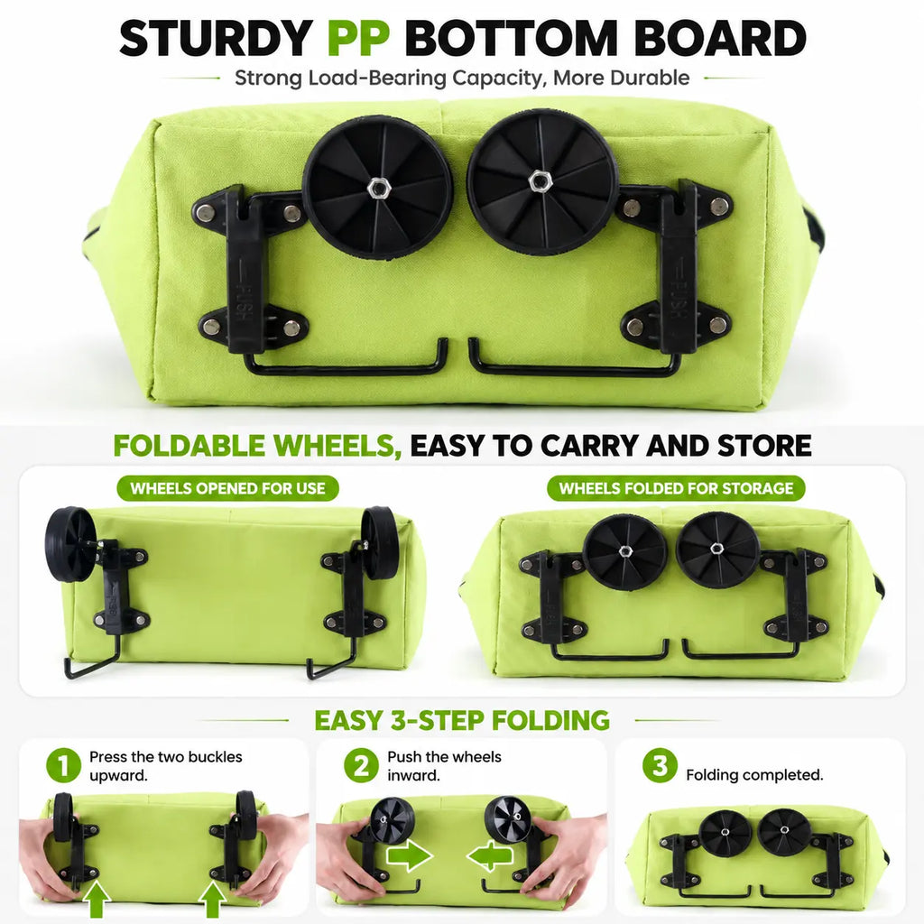 2-in-1 Foldable Rolling Shopping Tote Bag – Large Capacity Grocery Cart with Wheels