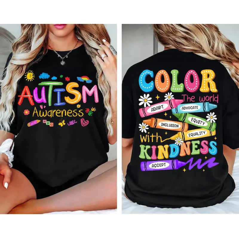 2-Sided Autism Awareness Shirt | SPED Teacher Brushstroke Graphic Tee
