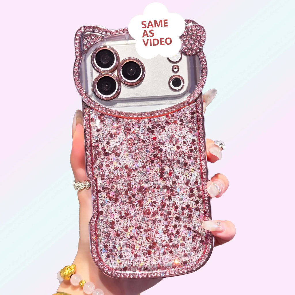 Cute Shiny Glitter Crystal Phone Case – Shockproof Camera Protection Cover for iPhone 16 Pro Max