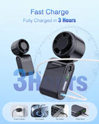 Mini Portable Handheld Turbo Fan | 4000mAh USB Rechargeable 5-Speed Strong Airflow with Adjustable Lanyard
