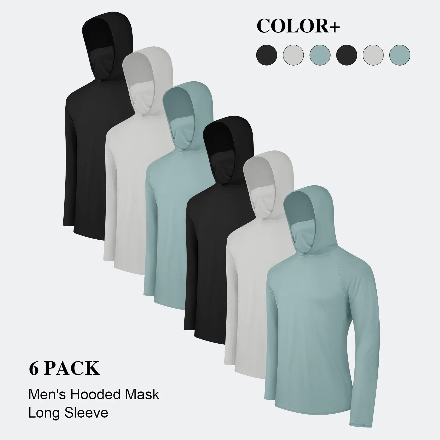 Men's Lightweight UPF Sun Protection Hoodie Pullovers – Quick-Dry Hooded Shirts with Face Mask