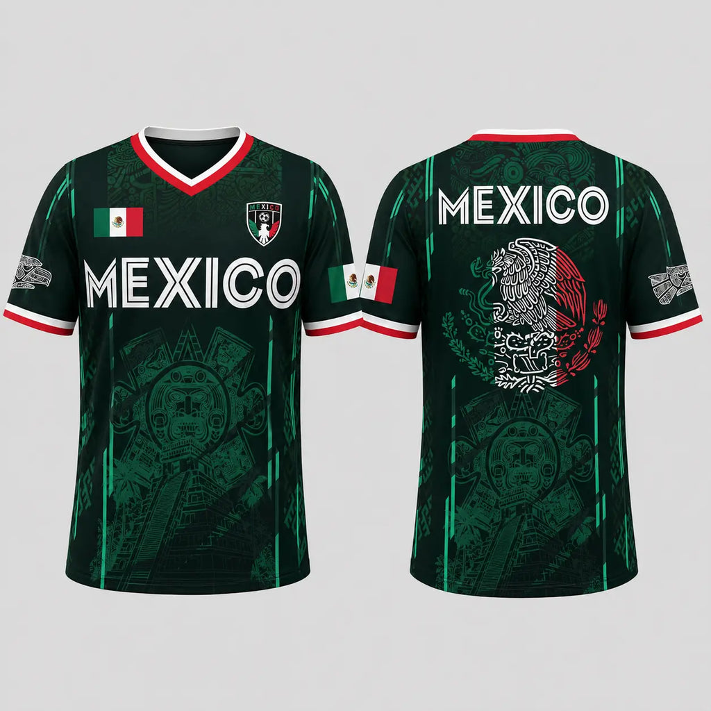 2026 Mexico Chichén Itzá Pyramid All-Over Print Retro Soccer Jersey
