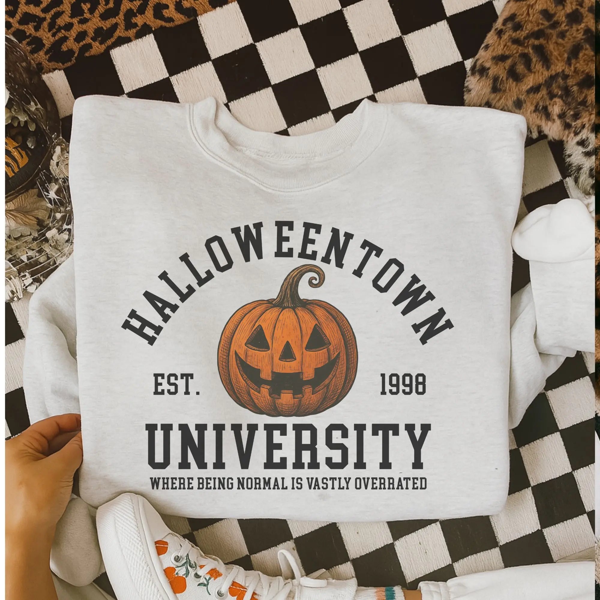 Halloween Town University Pumpkin Sweatshirt – Ash Grey Heavy Cotton Pullover