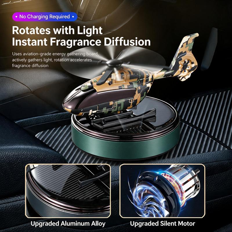 Solar-Powered Rotating Helicopter Aluminum Alloy Car Aromatherapy Diffuser