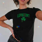 "Leprecunt" Y2K Baby Tee | Funny St. Patrick's Day Irish Graphic Shirt