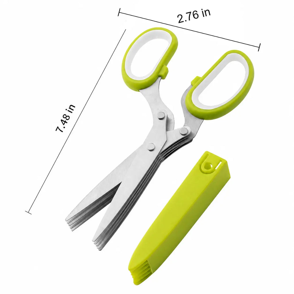 Stainless Steel 5-Blade Scallion Cutter Scissors – Multi-Layer Kitchen Herb Shears