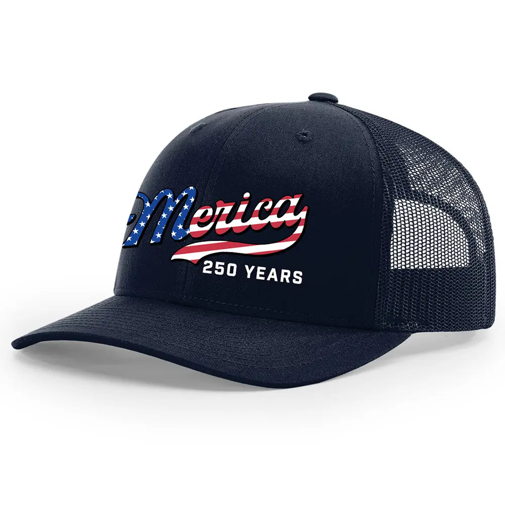 USA 250th Anniversary Patriotic Embroidered Mesh Trucker Hat