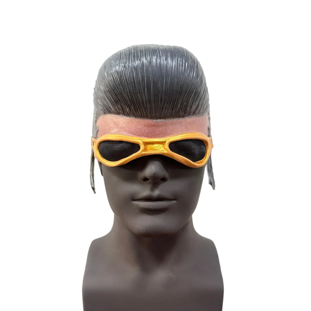 Retro Rockstar Pompadour Mask with Goggles for Halloween and Cosplay