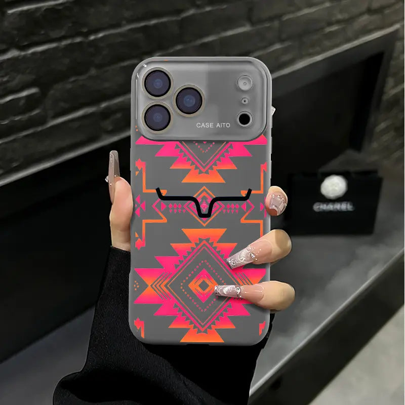 Western Bull Horn Aztec Geometric MagSafe Case – Gradient Ethnic Tribal Shockproof Cover for iPhone 17 Pro Max
