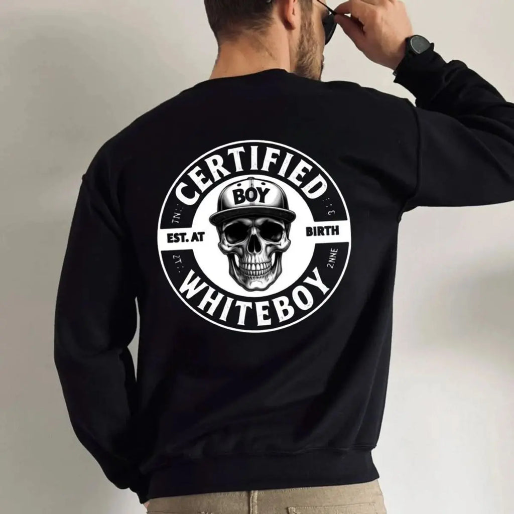 "Certified Whiteboy" Skull Hoodie | Edgy Streetwear Graphic Pullover