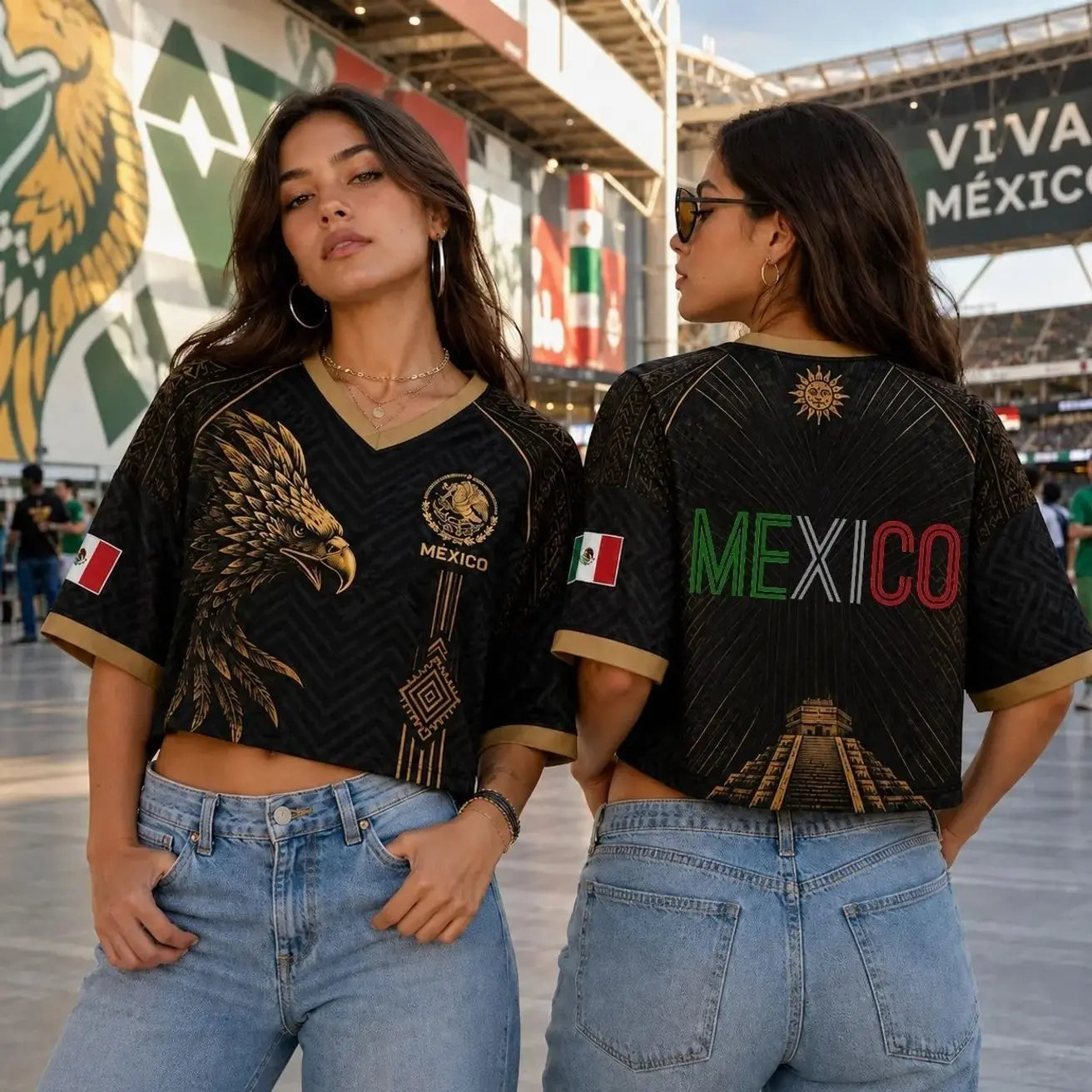 Women's Eagle Graphic Cropped Top – Sports Fan Team Support Tee