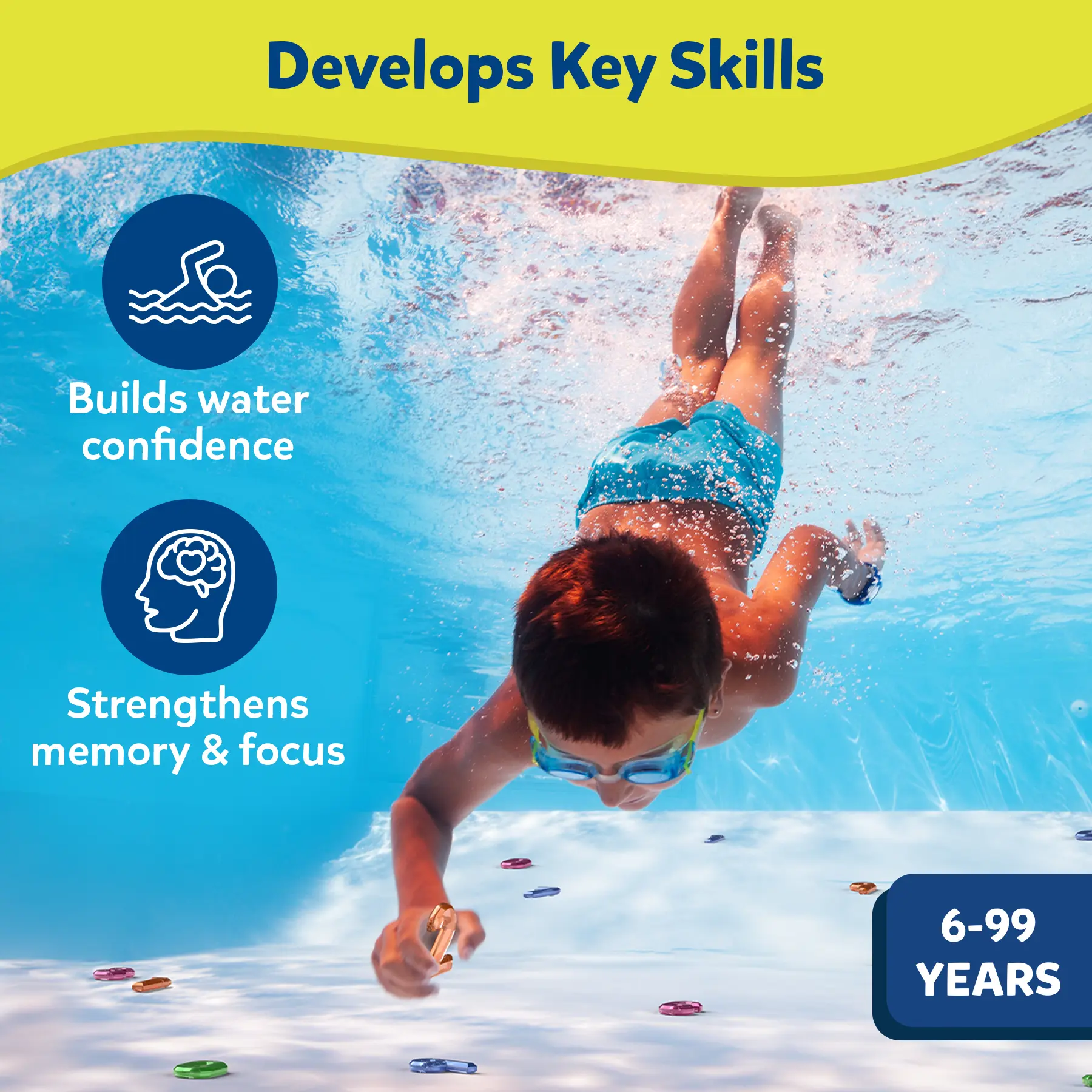 Underwater Seek & Splash Diving Pool Game - Skillmatics Search & Find Learning Pool Toy