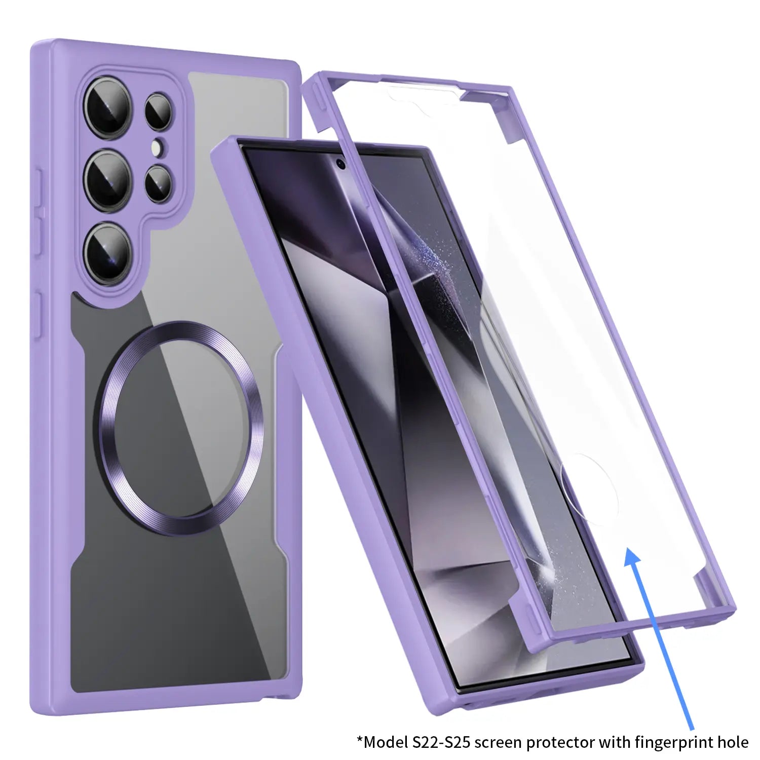 Built-in Screen Protector MagSafe Case – Transparent Rugged Silicone Bumper Cover for Samsung Galaxy S26 Ultra