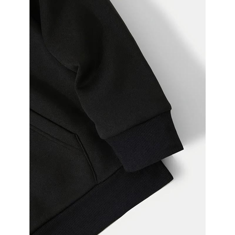 Letter Print Drop Shoulder Hoodie, Fashion Casual Drawstring Pocket Hooded Sweatshirt