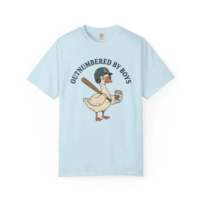Comfort Colors Boy Mom Tee: Outnumbered Baseball Goose Graphic Unisex Shirt