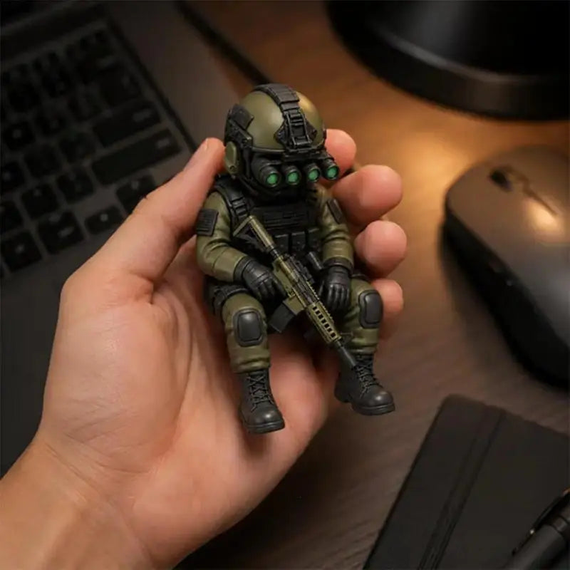 Mini Hardcore Tactical Special Forces Figure – Night Vision Military Desk Decor