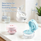 Retainer Cleaner Case Box – Travel Soak Storage Container with Mirror, Brush & Drain Tray