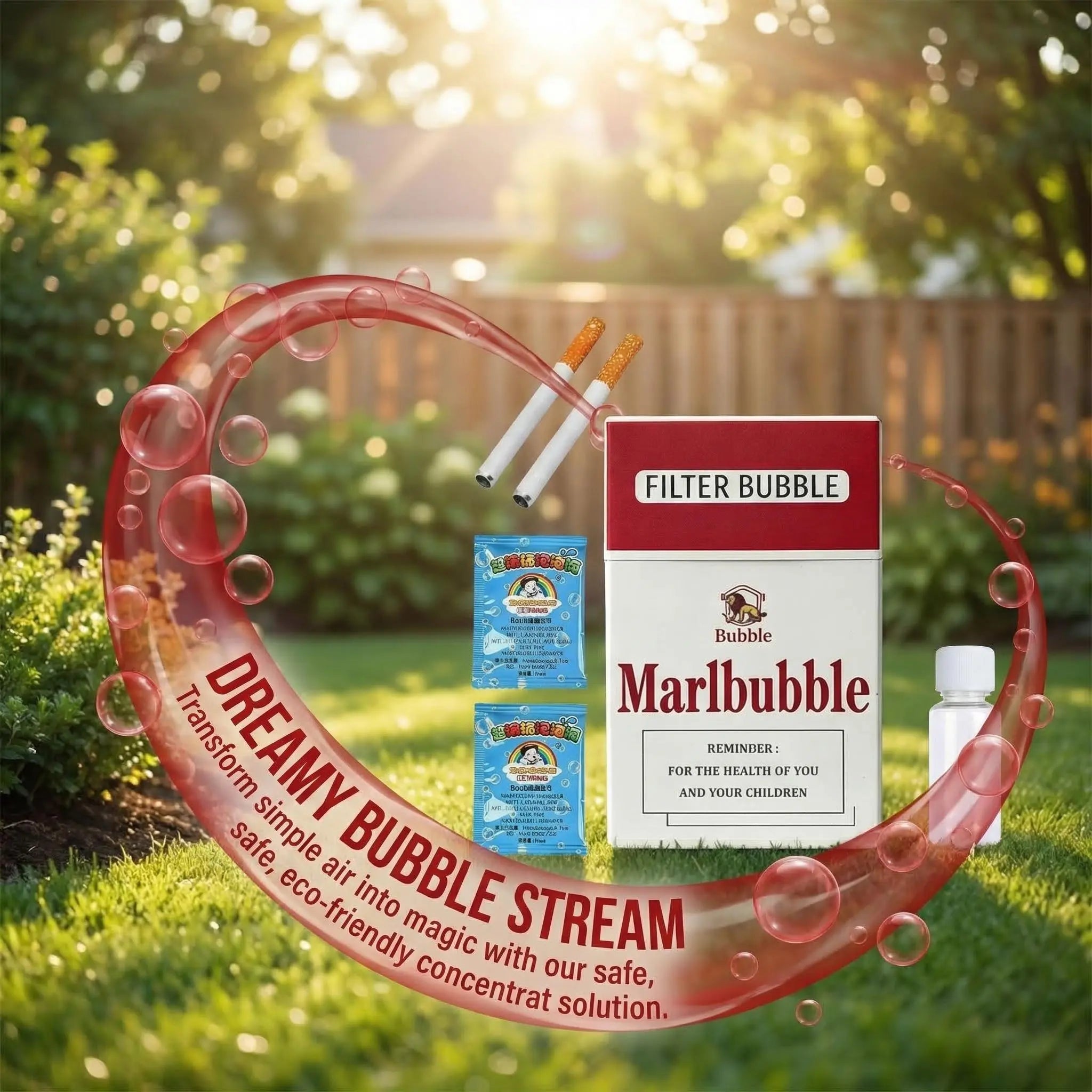 Summer Vibes Bubble Cigarette Stress Relief Toy - Mini Bubble Blower Gift for Birthday & Holiday Parties
