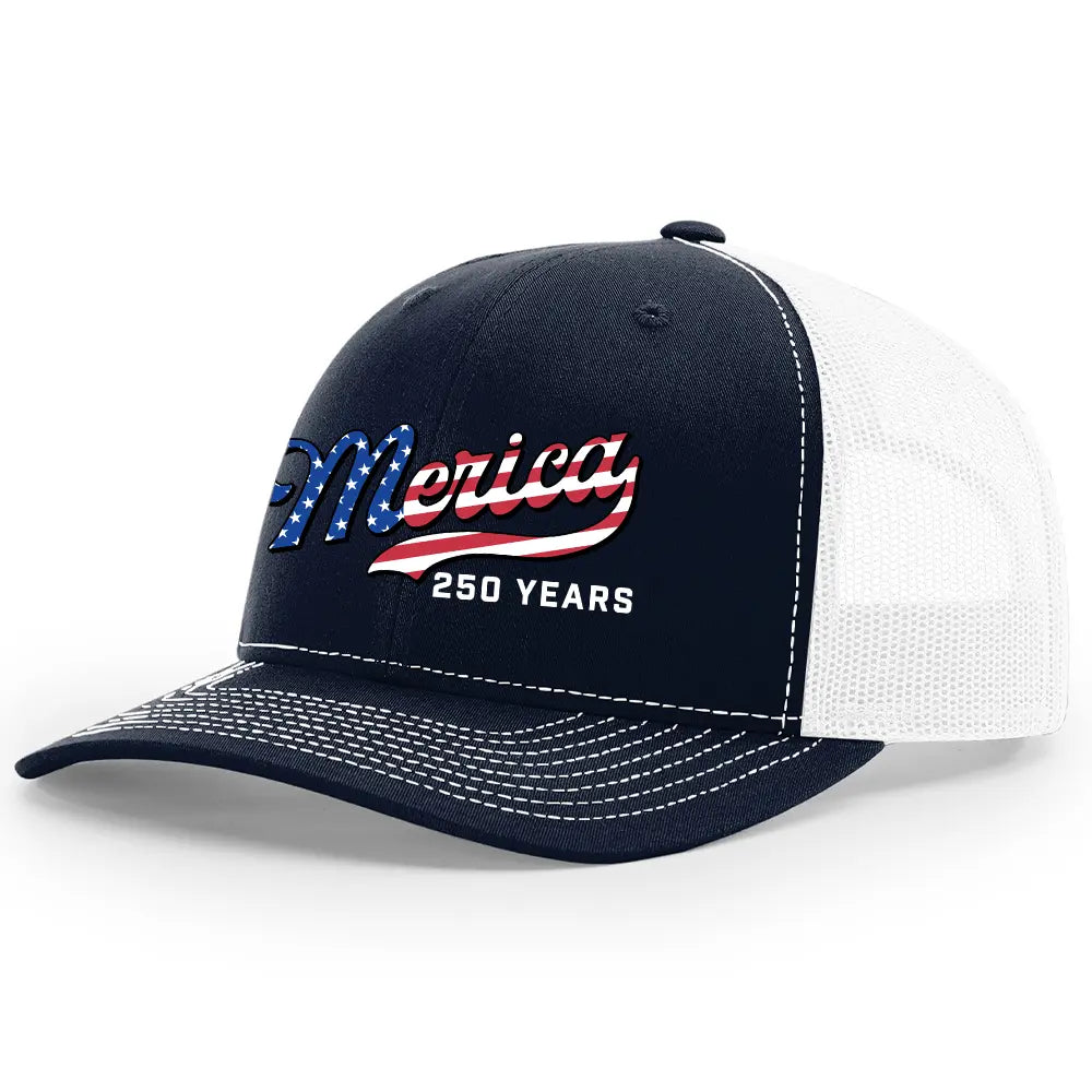 USA 250th Anniversary Patriotic Embroidered Mesh Trucker Hat