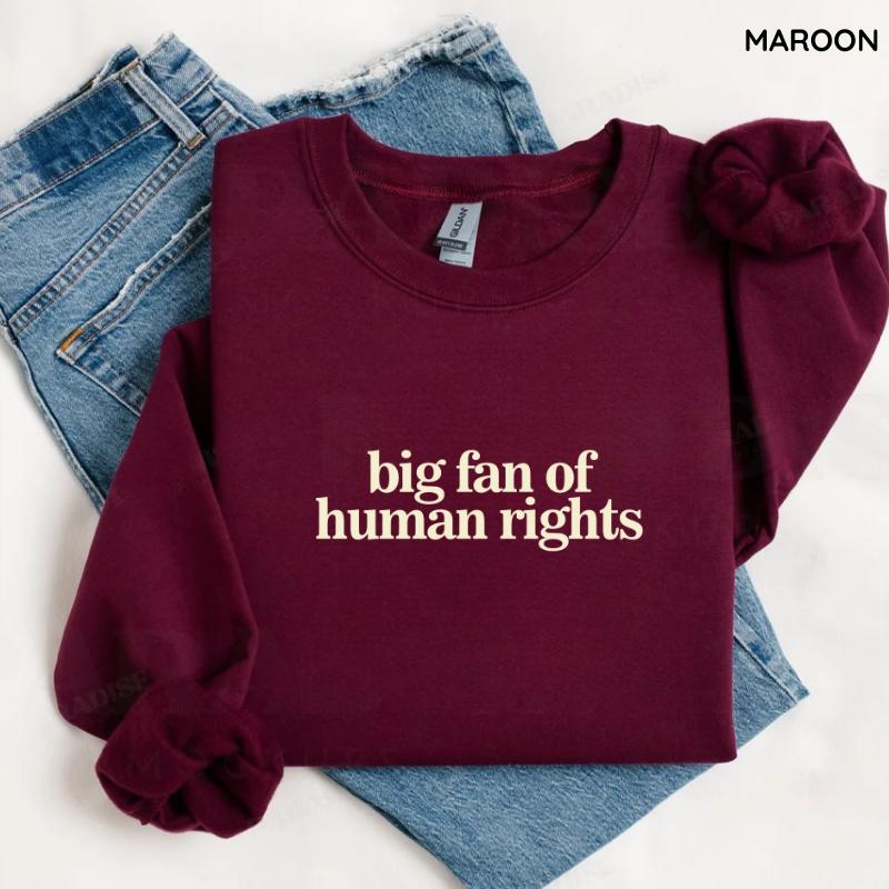 Big Fan of Human Rights Sweatshirt, Equality Graphic Sweater, Social Justice Activism Top
