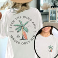 "Beachy Christian" Backprint T-Shirt | Trendy Coconut Tree Bible Verse Tee