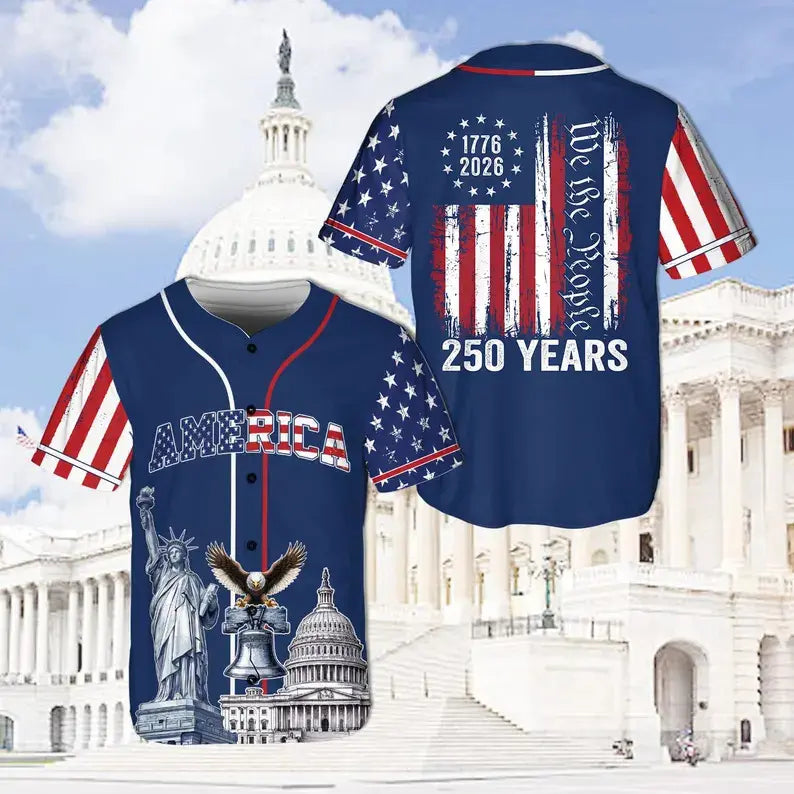USA 250th Anniversary "1776-2026" Patriotic "We The People" Baseball Jersey
