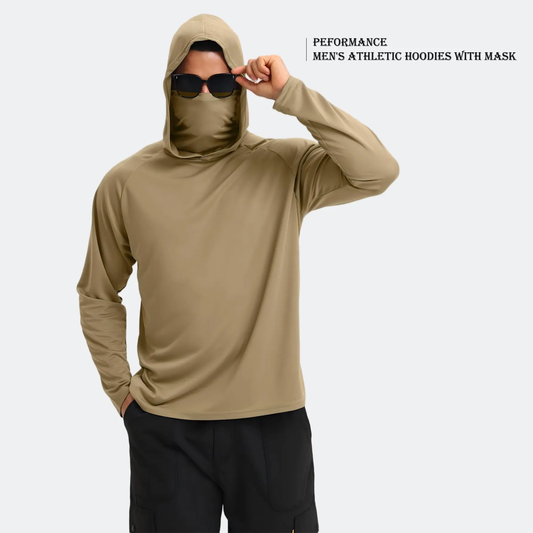 Men's Lightweight UPF Sun Protection Hoodie Pullovers – Quick-Dry Hooded Shirts with Face Mask