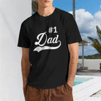"#1 Dad" Graphic Crew Neck Short-Sleeve Cotton T-Shirt