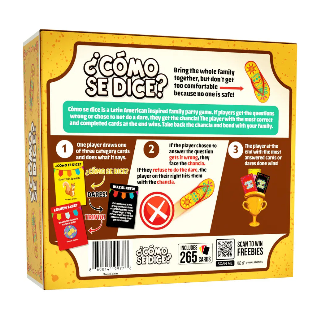 ¿Cómo Se Dice? Hilarious Latino Card Game with 'Chancla' - Fast-Paced Fun for Family & Adult Game Nights (3+ Players, 12+)
