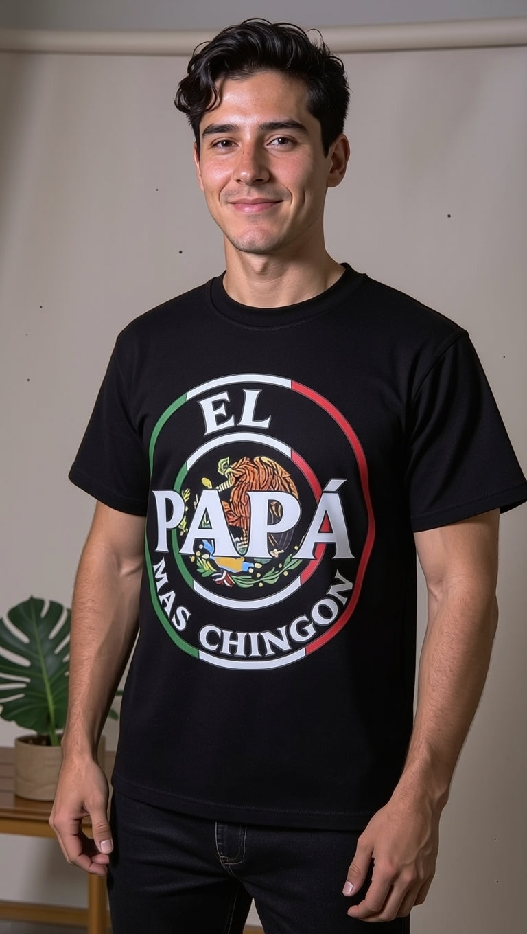 "El Papá Más Chingón" Funny Mexican Dad Graphic Premium T-Shirt