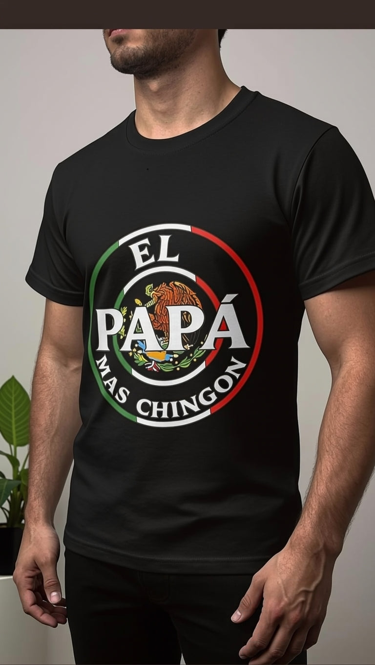 "El Papá Más Chingón" Funny Mexican Dad Graphic Premium T-Shirt