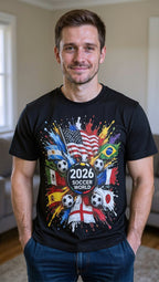 Unisex 2026 New Soccer T-Shirt - 100% Cotton, Stylish Flag Print