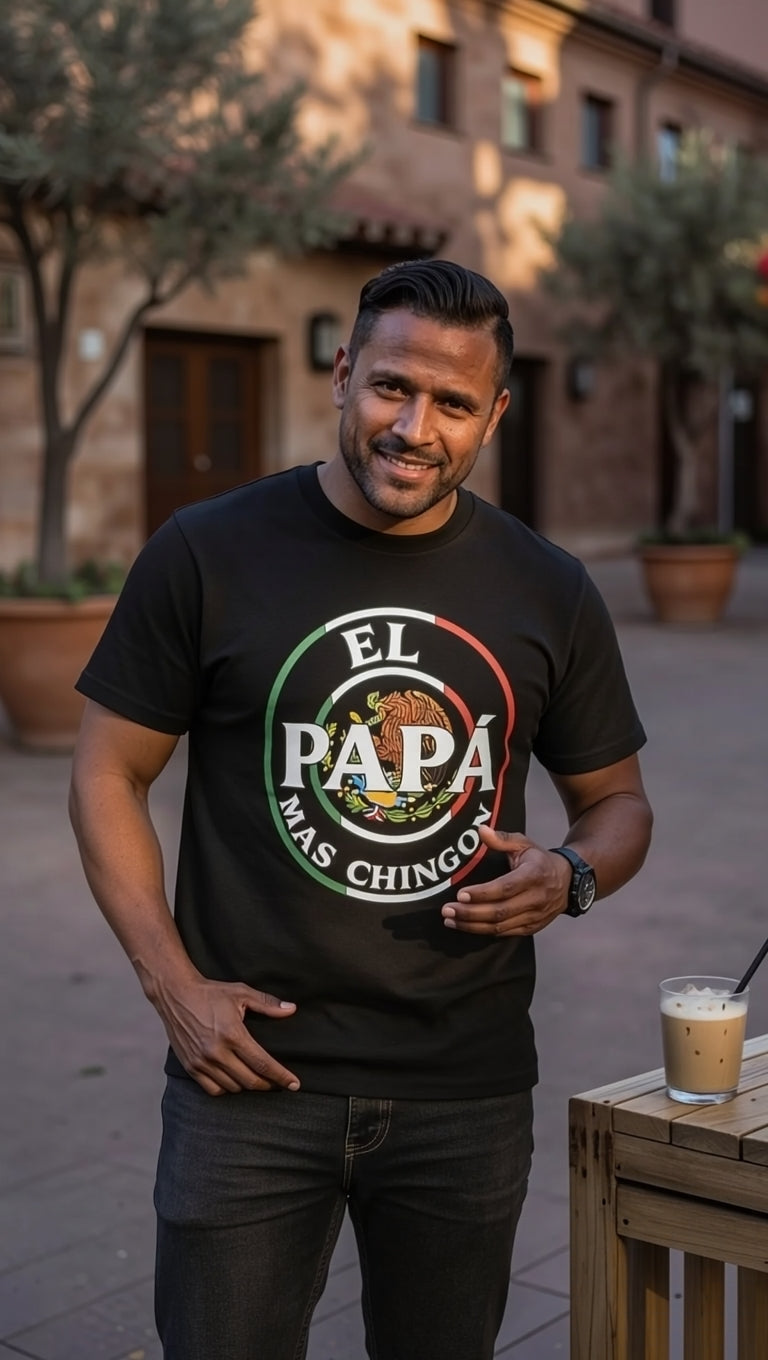 "El Papá Más Chingón" Funny Mexican Dad Graphic Premium T-Shirt