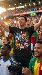 Unisex 2026 New Soccer T-Shirt - 100% Cotton, Stylish Flag Print