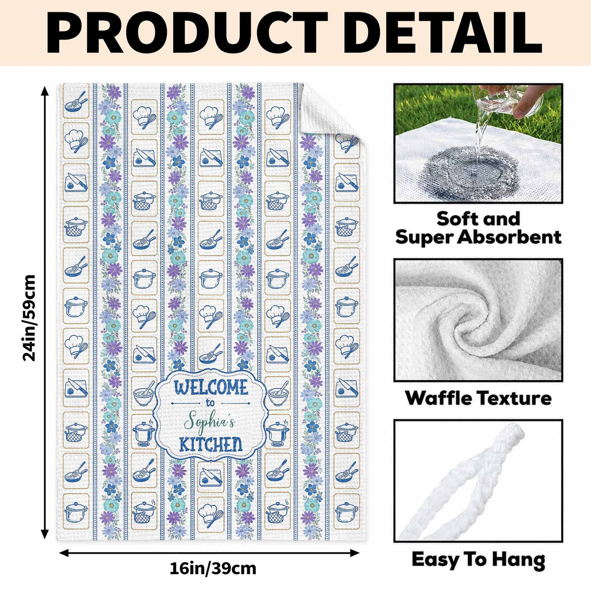 Welcome to My Kitchen, Personalized Kitchen Towel, Gift for Cooks - 7