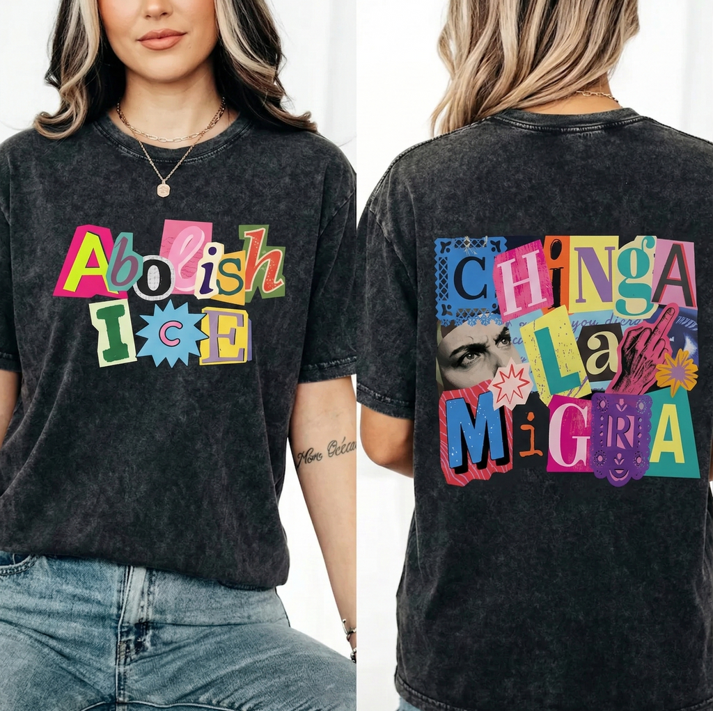 "ICE OUT" Magazine Letter Tee | Vintage Washed Double-Sided Graphic