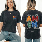 AMEN Vintage Distressed Tee | 230g Premium Washed Cotton | Classic Letter Graphic T-Shirt - Unisex Casual Fit